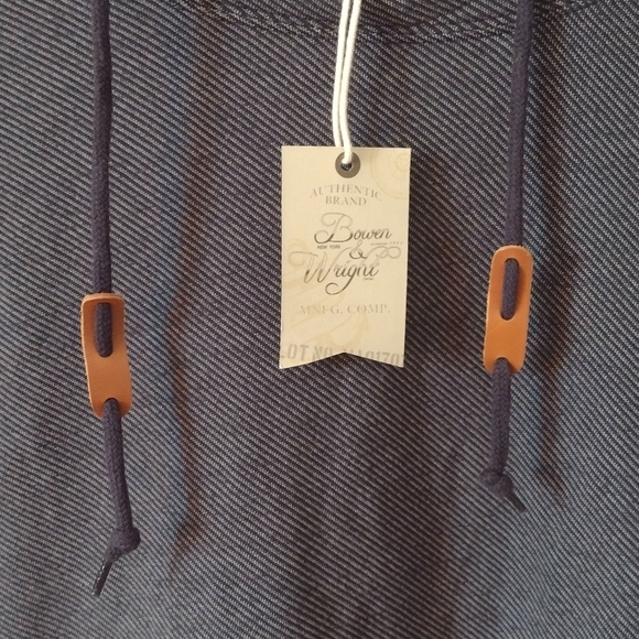 NWT Bowen & Wright 100% Cotton Hoodie Navy Striped Men's XL - Picture 6 of 9